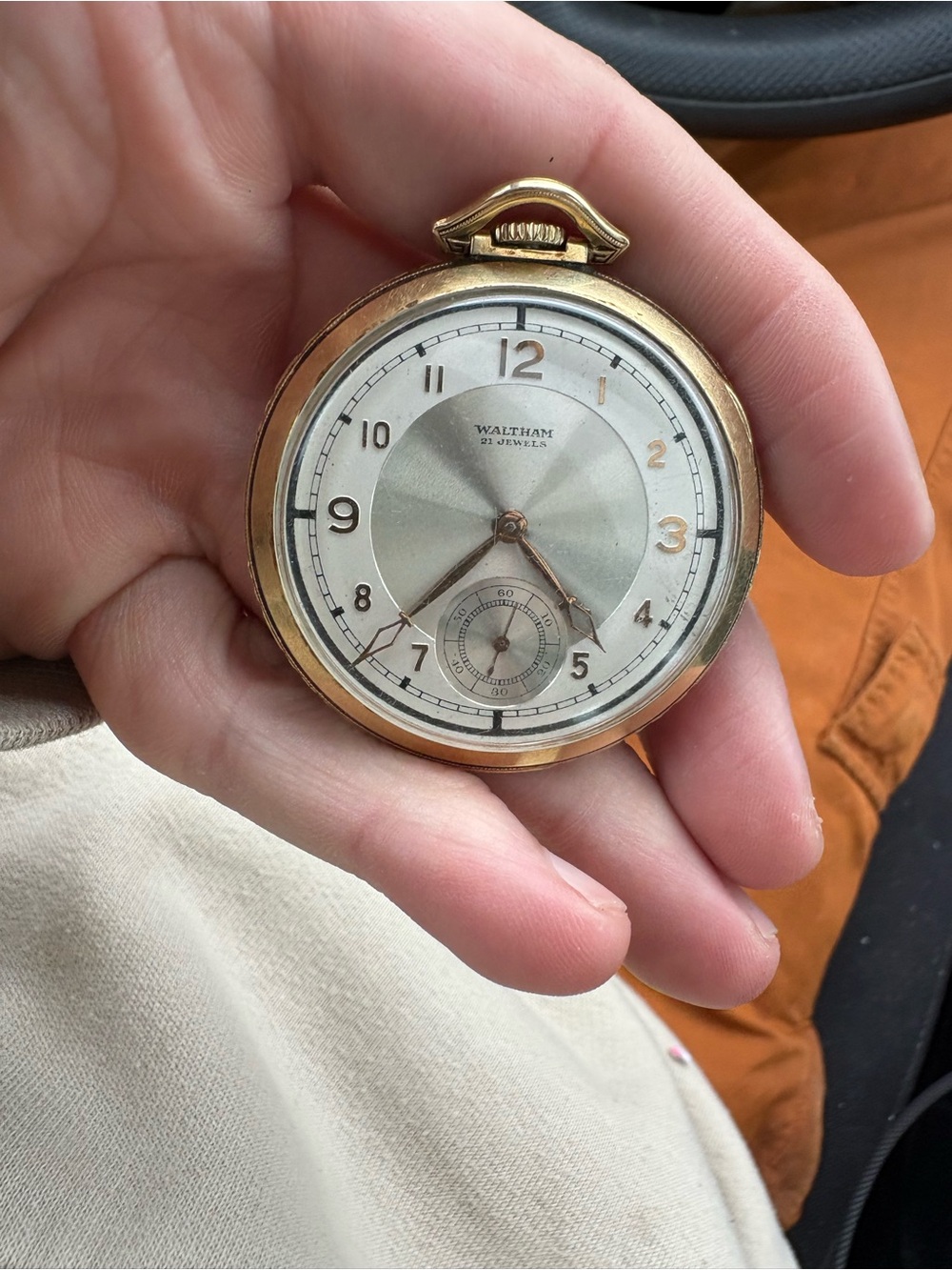 Waltham Premier pocket watch featuring a 21-jewel 14k gold filled